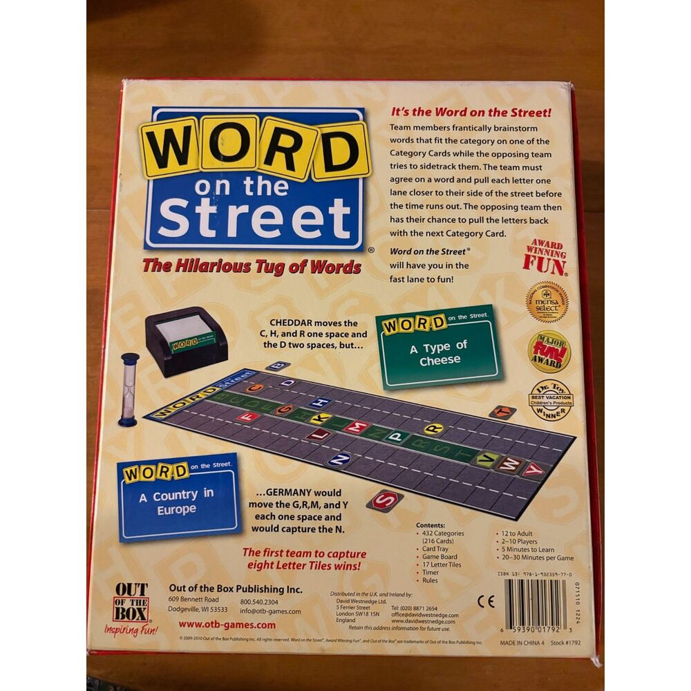 Word on the Street Out of the Box 2009 Board Game Never Played Mensa Select - Picture 2 of 2